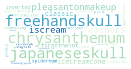 A word cloud containing words like crysanthemum and freehandskull