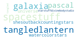 A word cloud containing words like galaxy and spacestuff
